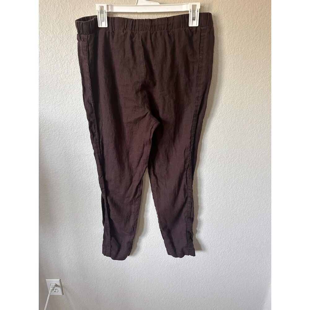 Ellen Tracy 100% Linen Drawstring Jogger Pants Brown Size M Coastal Grandma - Picture 4 of 8
